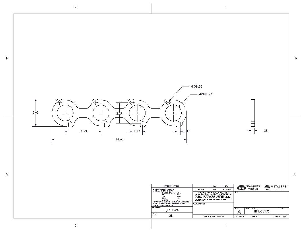 Stainless Works Header Flange SBF 1-3/4" 2V Round Port