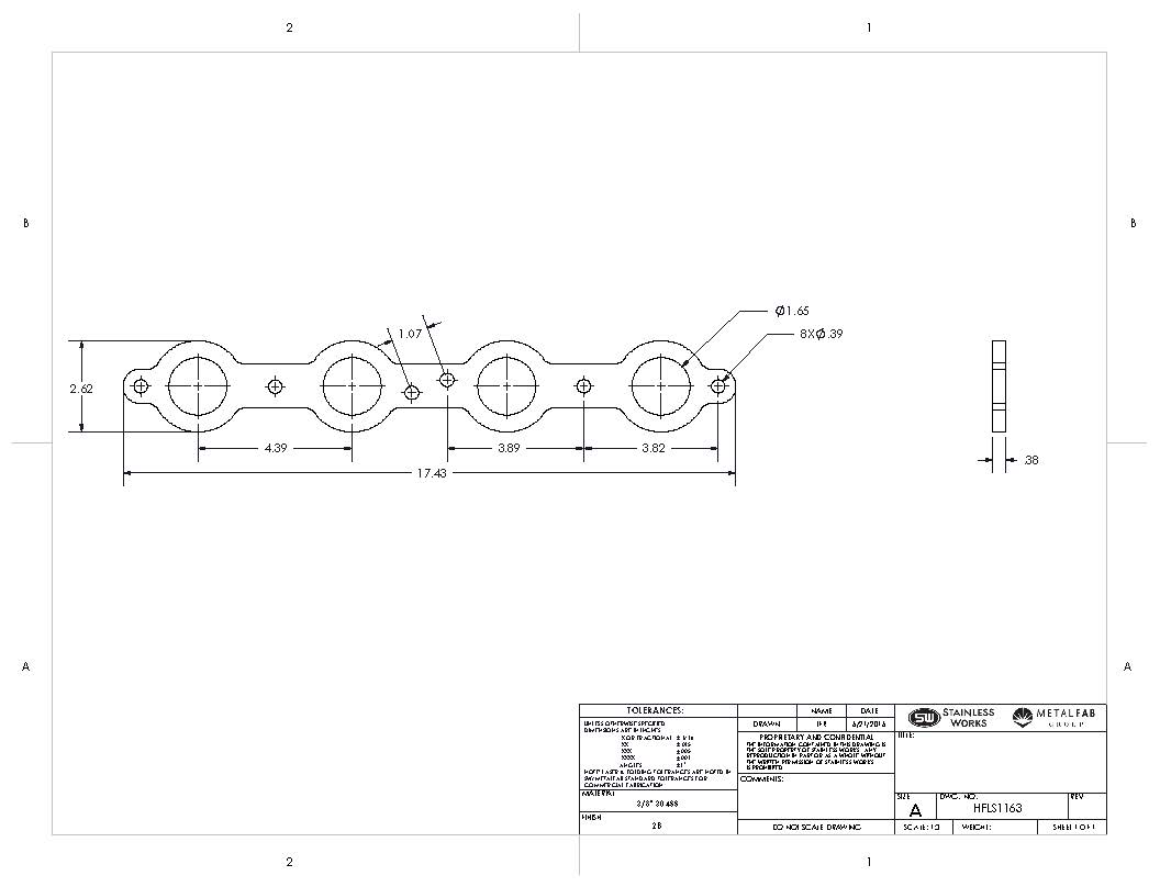 Stainless Works Header Flange LS 1-5/8" Round Port