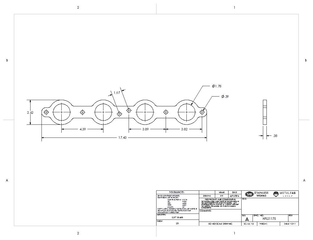 Stainless Works Header Flange LS 1-3/4" Round Port