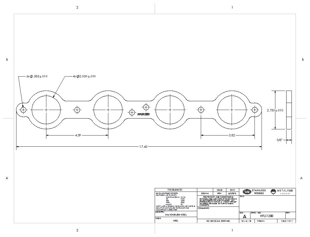 Stainless Works Header Flange LS 2" Round Port