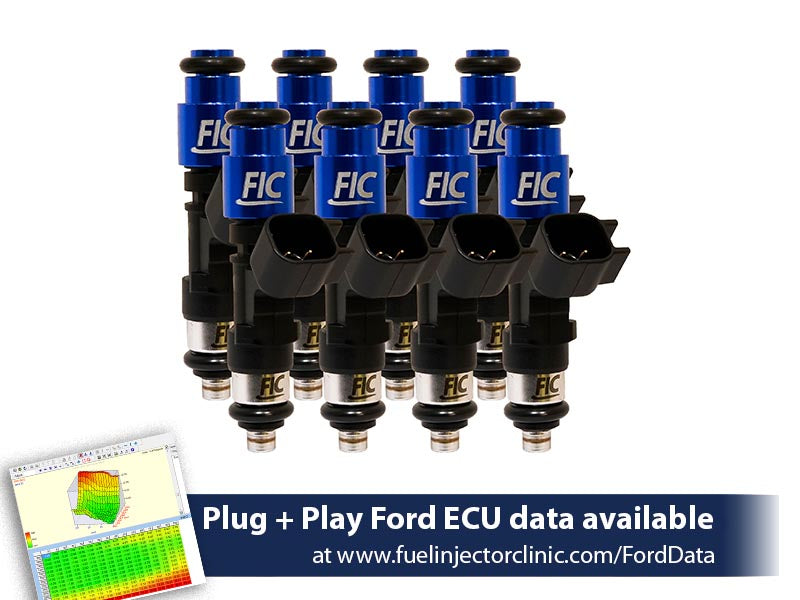 445cc (42 lbs/hr at 43.5 PSI fuel pressure) FIC Fuel Injector Clinic Injector Set for Mustang GT (2005-2016 )/GT350 (2015-2016)/ Boss 302 (2012-2013)/Cobra (1999-2004) (High-Z)