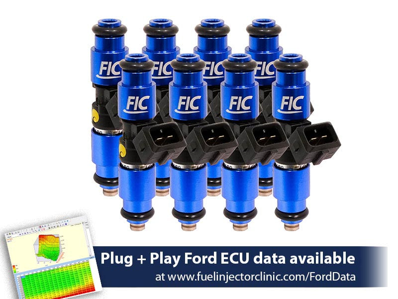 1200cc (110 lbs/hr at 43.5 PSI fuel pressure) FIC Fuel Injector Clinic Injector Set for Mustang GT (2005-2016 )/GT350 (2015-2016)/ Boss 302 (2012-2013)/Cobra (1999-2004) (High-Z)