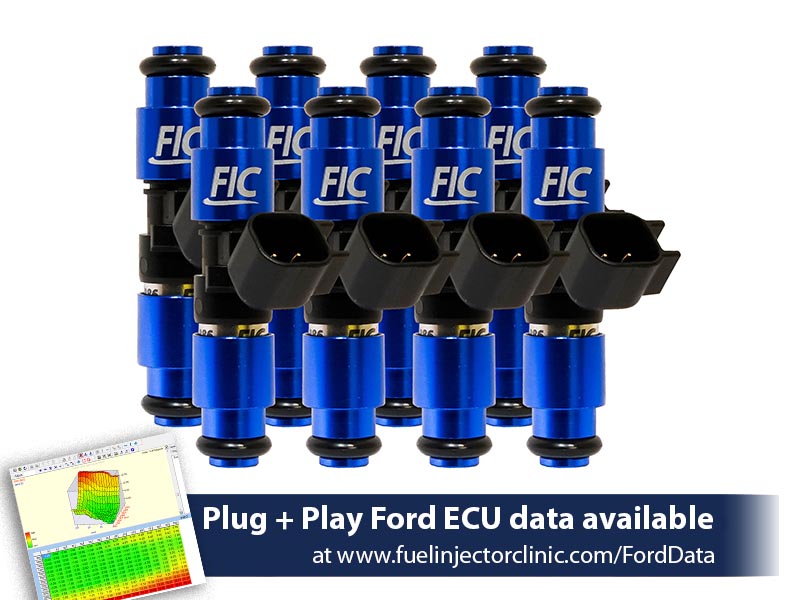 1650cc (160 lbs/hr at 43.5 PSI fuel pressure) FIC Fuel Injector Clinic Injector Set for Mustang GT (1987-2004)/ Cobra (1993-1998)(High-Z)