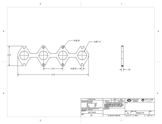 Stainless Works Header Flange SBF 1-3/4" 3V Round Port