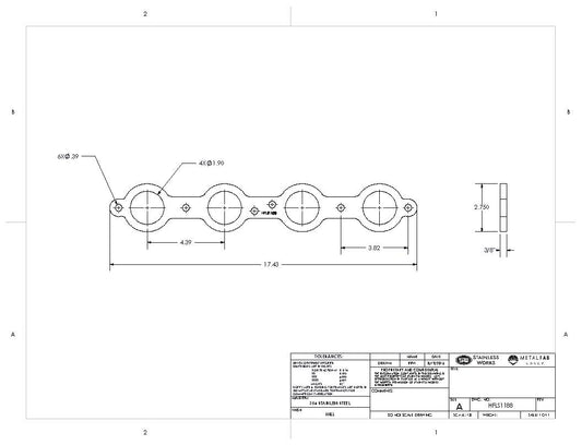 Stainless Works Header Flange LS 1-7/8" Round Port