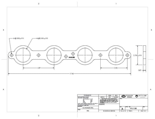 Stainless Works Header Flange LS 2" Round Port